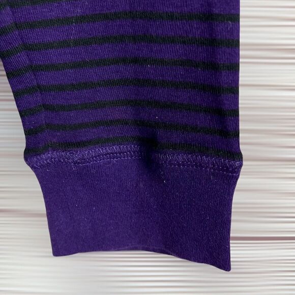 Lauren Ralph Lauren Jeans Co Striped Purple Top Tee Long Sleeves Zip shoulder - Picture 5 of 8